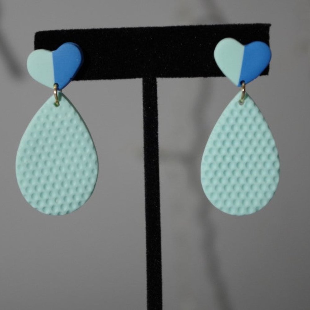 Teardrop Heart Stud Drop Earrings